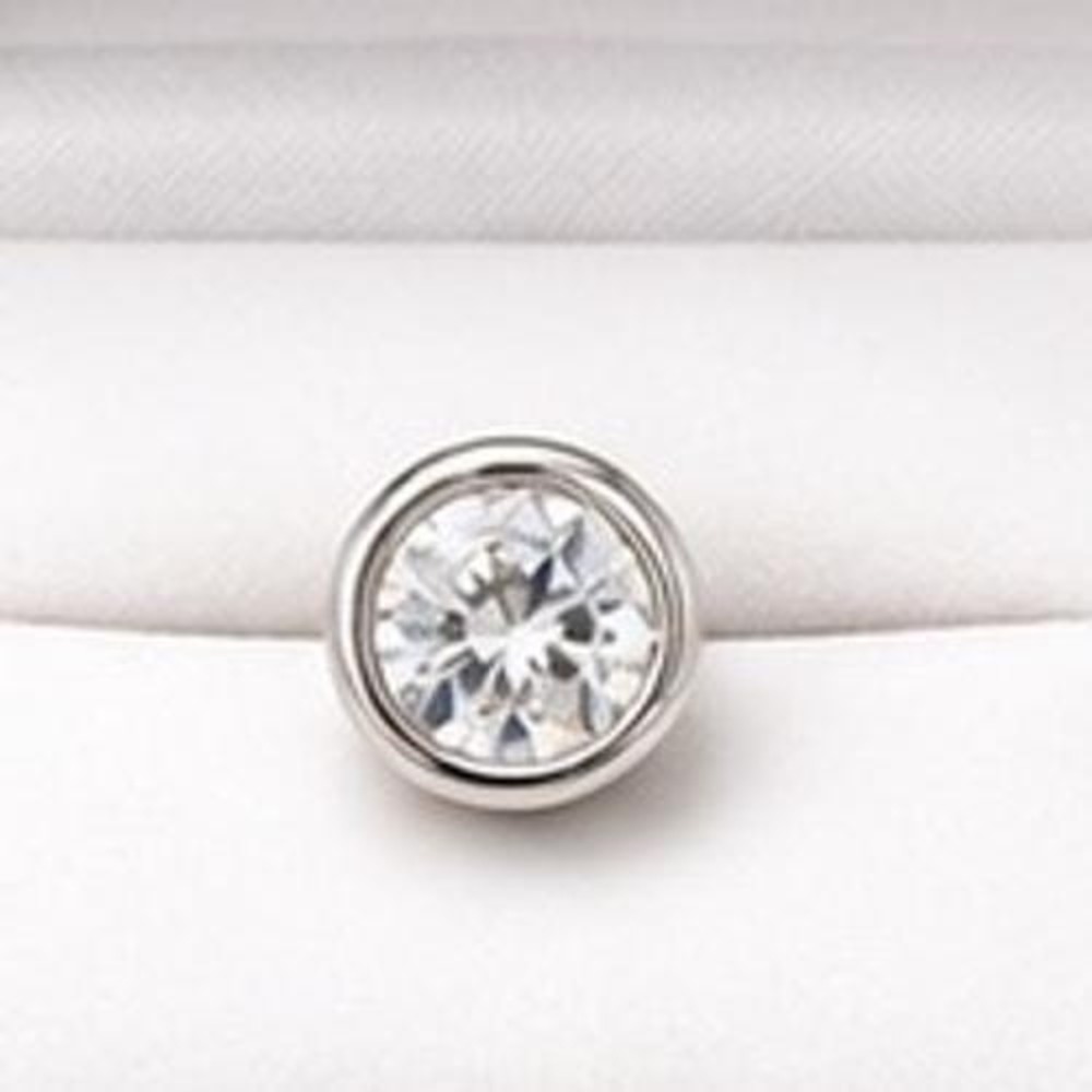 Silver Tone Bezel Set Round Clear Crystal Lapel Pin Brooch Solitaire Accessory - Picture 5 of 8